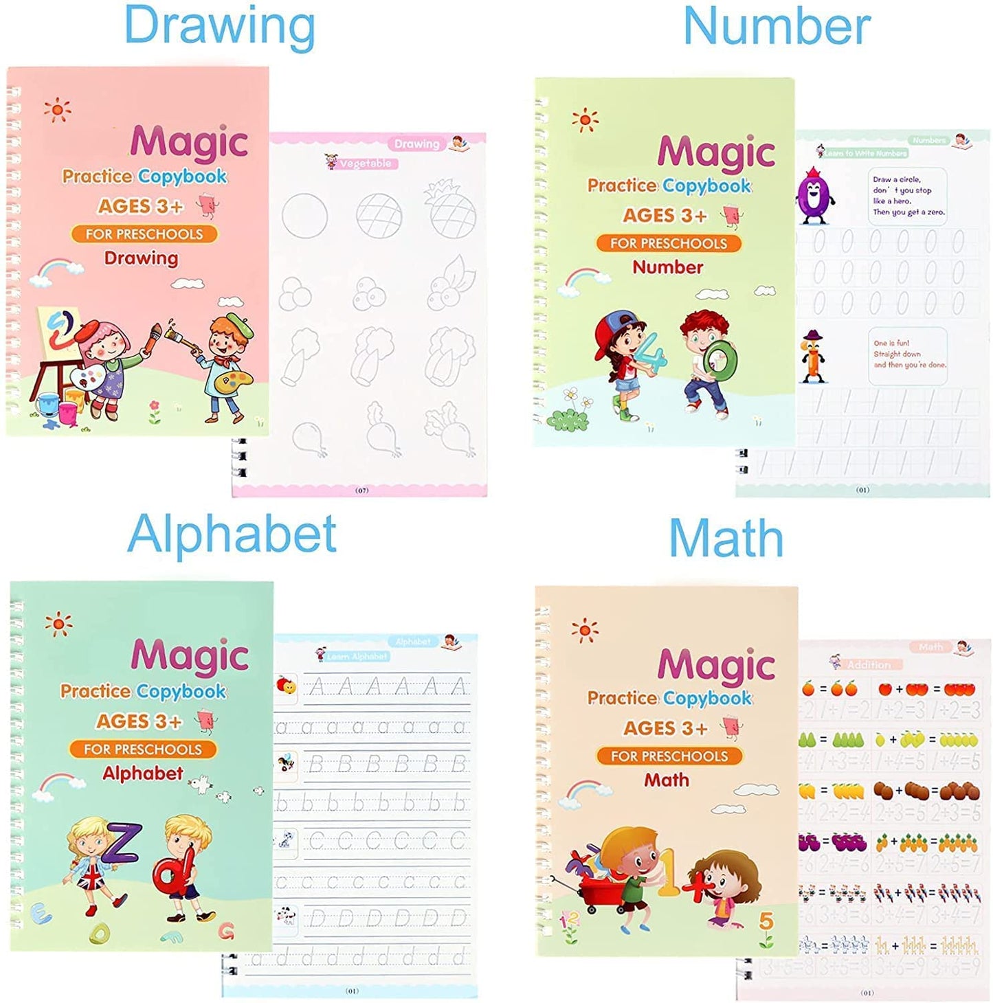 Magic Practice Book – Reusable Handwriting Workbook for Kids (Auto-Fade Ink)
