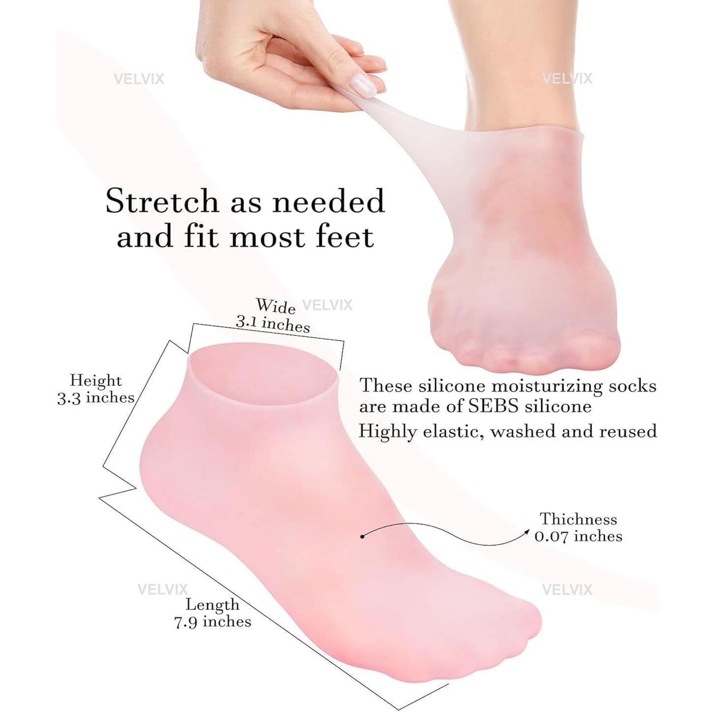 Silicone Moisturizing Foot Socks – Repair Dry, Cracked Heels Overnight