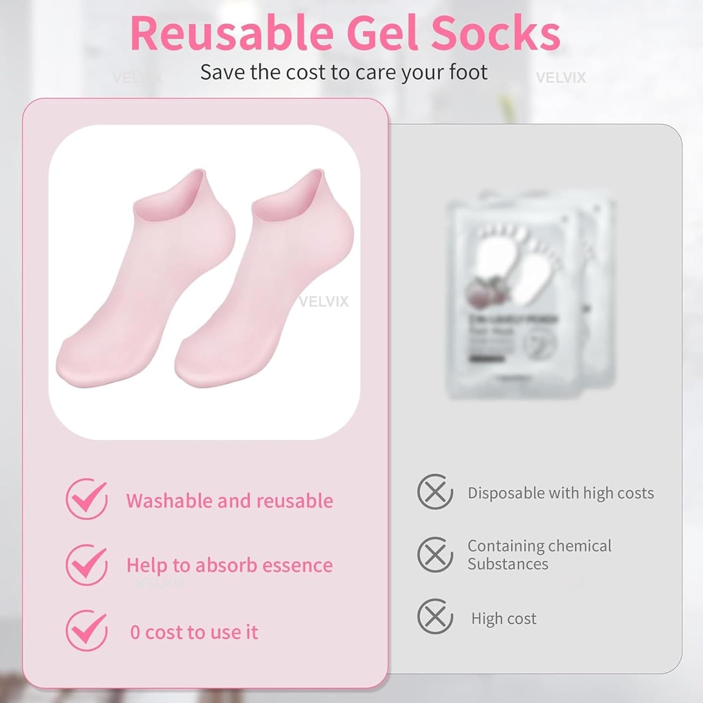 Silicone Moisturizing Foot Socks – Repair Dry, Cracked Heels Overnight