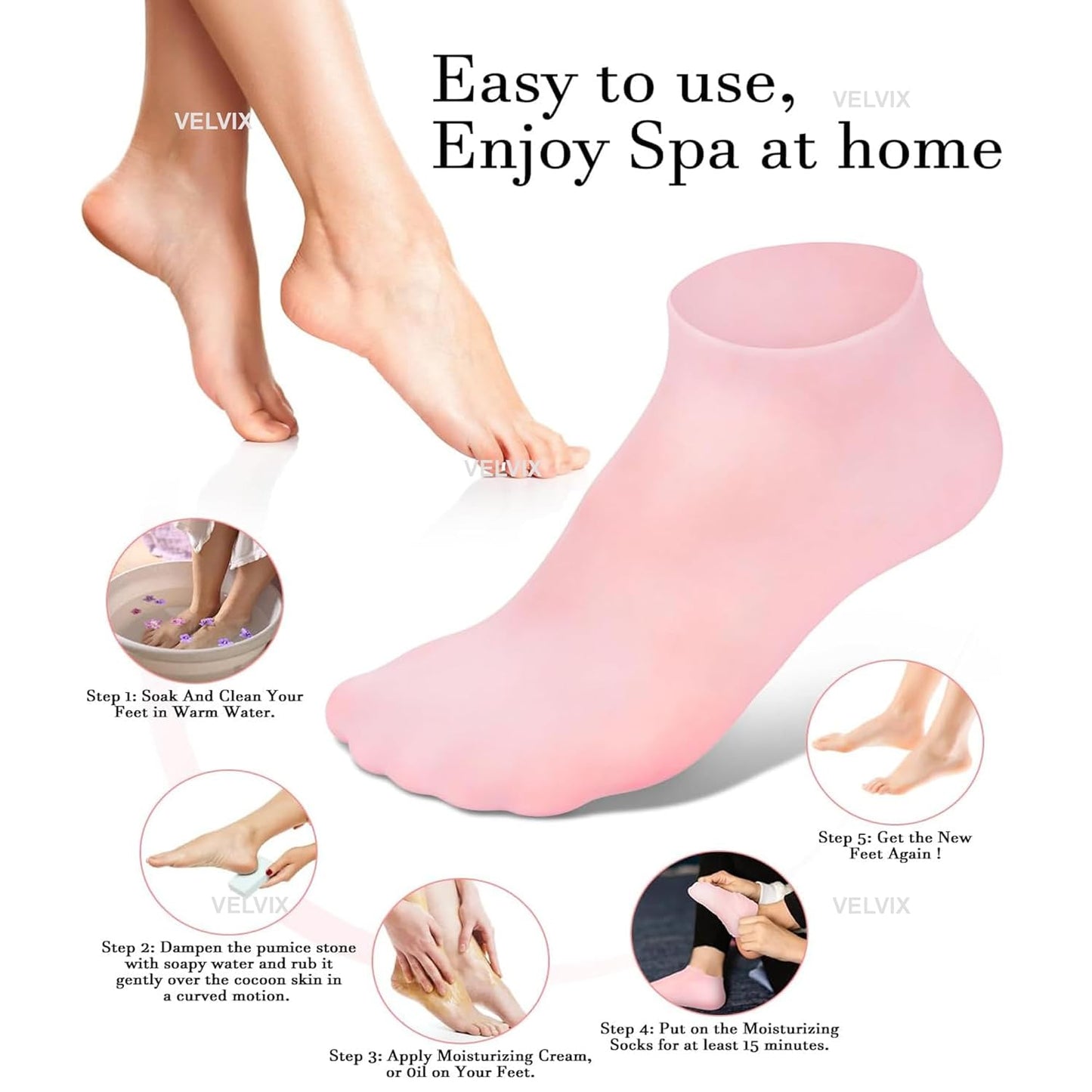 Silicone Moisturizing Foot Socks – Repair Dry, Cracked Heels Overnight