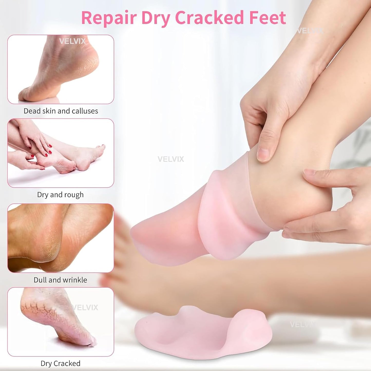 Silicone Moisturizing Foot Socks – Repair Dry, Cracked Heels Overnight